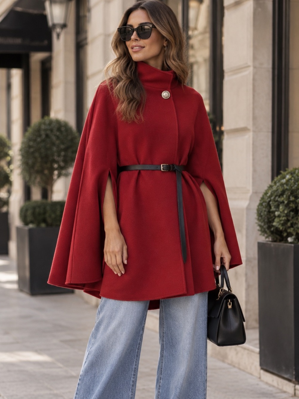 🇮🇹 MADE IN ITALY Belted Cape Coat